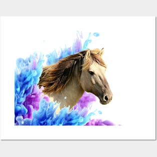 Horse Colorful Pop Art, White Wild Horse Posters and Art